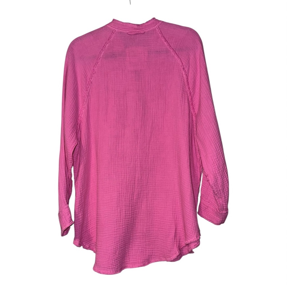 Aerie Distressed Pool To Party Gauze Button Down Top In Pink Size XS - Picture 4 of 6